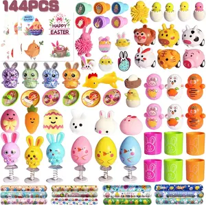 144 Pcs Easter Egg Fillers for Kids, Easter Basket Stuffers for Toddler, Easter Gifts for Girls Boys Easter Eggs Stuffers Easter Toys Bunny Easter Party Favor Small Toys for Easter Eggs