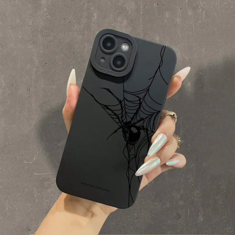 Black Spider Graphic Phone Case for iPhone 16 Pro X XS MAX 11 12 13 14 15 Plus Series Case Silicone Back Cover  Smartphone Accessories Shockproof Anti-slip Soft TPU Phone Protective Cover casetify luxury  phone case  iphone chr