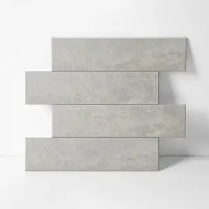 COLAMO Silver Gray Elongated Subway Tiles Peel & Stick Backsplash wallpaper stone  panel