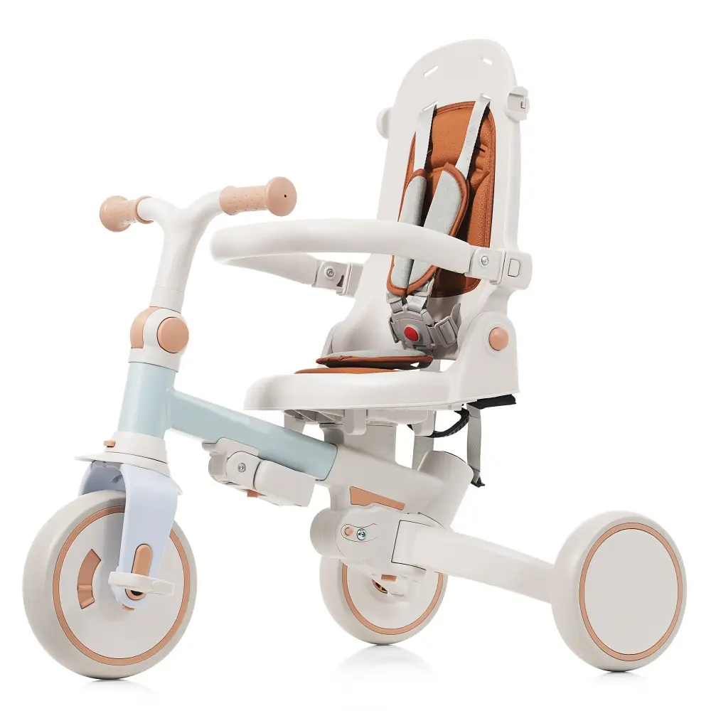 7 in 1 Baby Tricycle, Foldable Toddler Tricycle with Removable and Adjustable Parent Handle, Toddler Push Bike with Removable Pedal, Canopy, and Guardrail, Tricycle for 12-72 Months