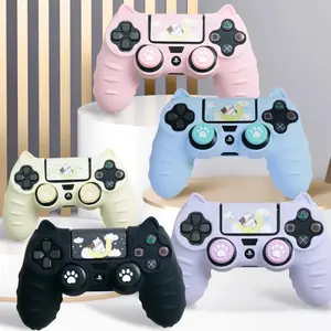 Christmas gift Cat Paw Silicone Soft Protector Sticker Skin For Sony Dualshock 4 DS4 PS4 Slim Pro Controller Case Thumb Stick Grip Cap Cover Festival gift Console Controller Accessories