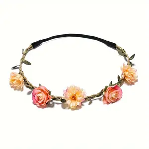 Cross-border Floral Headband, Artificial Daisy and Rose Headpiece, Bridal and Bridesmaid Flower Crown