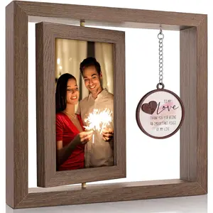 I Love You Gifts Couple Frames - Anniversary Birthday Christmas I Miss You Gifts for Her, Him Romantic Rotating 4x6 Picture Frame
