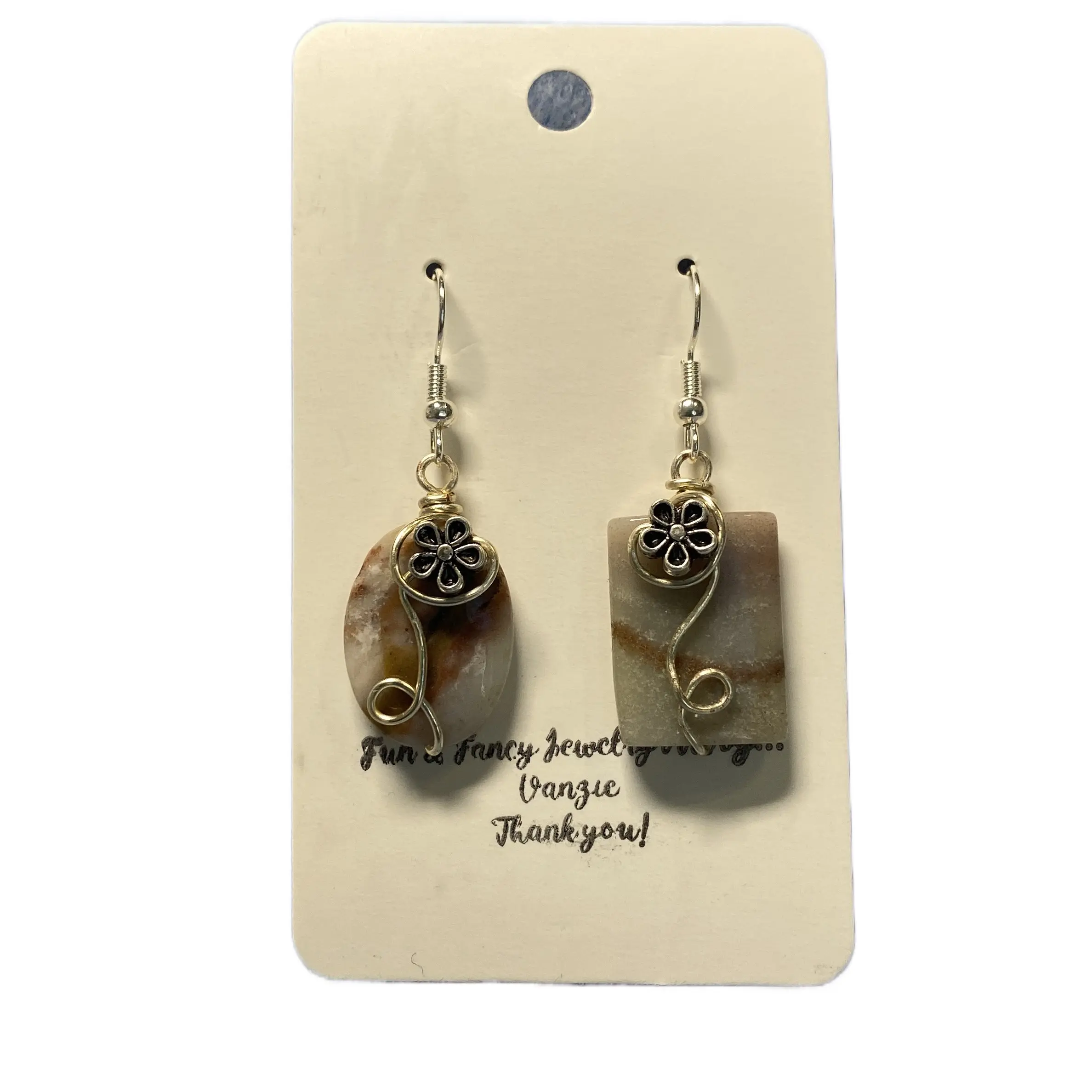 Lovely gray, taupe and rose Chalcedony earrings