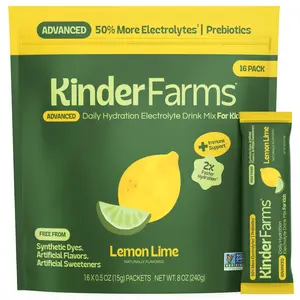 KinderFarms - Advanced Hydration & Prebiotic Electrolyte Powder for Kids & Adults – Drink Mix Packets for Rapid Hydration, with PREMAX PREBIOTICS for Gut and Immune Support, Low Sugar, Clean Ingredients (16 Count)