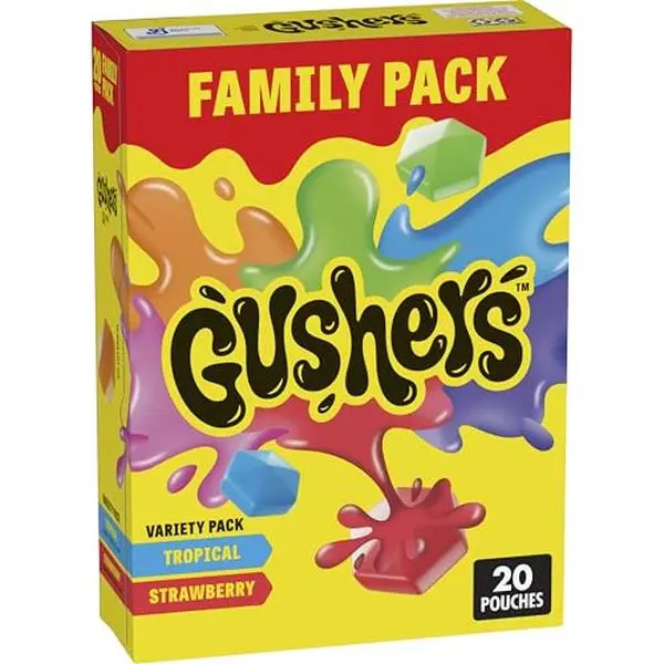 Gushers Fruit Flavored Snacks, Tropical and Strawberry Flavors, Family Pack, 20 Ct, 16 oz