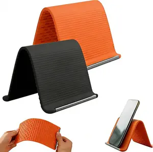 Portable Foldable Silicone Aluminum Phone Holder, 2026 New Flexible Silicone Phone Stand, Adjustable Airplane Phone Holder for Tablet Laptop Desk Travel Non-Slip Bed Office Treadmill