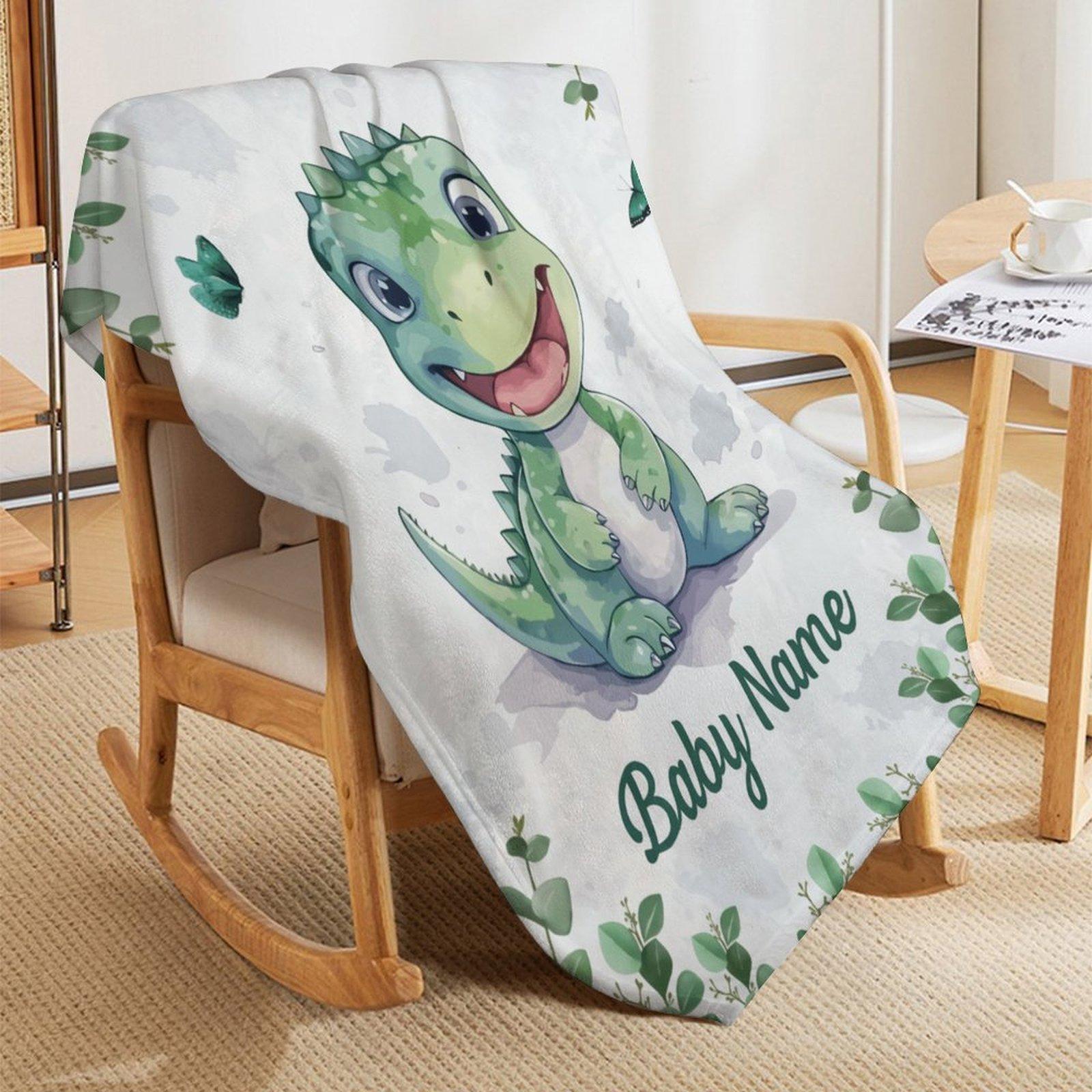 Custom Name Small Dinosaur Blanket ,Personalized Name Gift ,Suit for The Sofa, Bed, Travel, Camping, Living Room, Office, Chair，Gifts for Family or Child  ,Friend , Send your custom text via shop chat to personalize