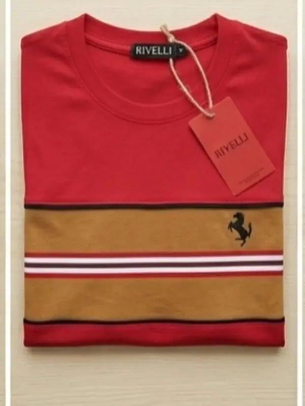 Rivelli Stylish Crewneck T-Shirt - Bold Color-Blocking Design for a Sophisticated Athletic Look - Casual Wear Menswear