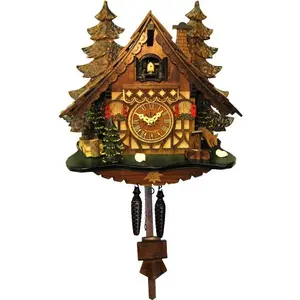 212 MAIN Alexander Taron 409Q Engstler Battery-Operated Full-Size Cuckoo Clock with Hourly Chime, Home Decor, Ideal Gift for Home Supplies Enthusiasts, Decoration