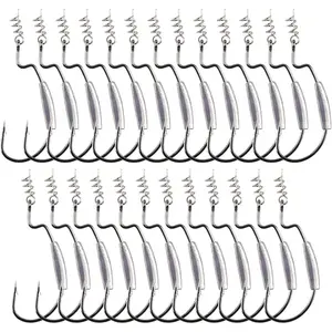 Weighted Swimbait Hooks 25 Pack, Weedless Twist Lock Jig Heads, 2g 3g 4g 5g Bass Fishing Hooks for Soft Plastic Baits, Freshwater Saltwater EWG Wide Gap Hooks