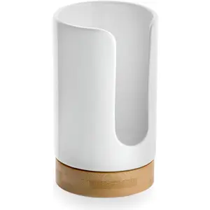 Ceramic BPA Free Bathroom Cups Dispenser - 3-5 oz Disposable Paper & Plastic Cups Holder, Mouthwash Dispenser for Bathroom Guest Toiletries Countertop Coffee (White)