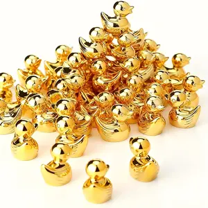 Gold Duck Mini Animal Sculpture Ornament, Resin Sculptures, Cartoon Party Decor, Resin Desktop Decoration, DIY Craft Material, Creative Home Accent