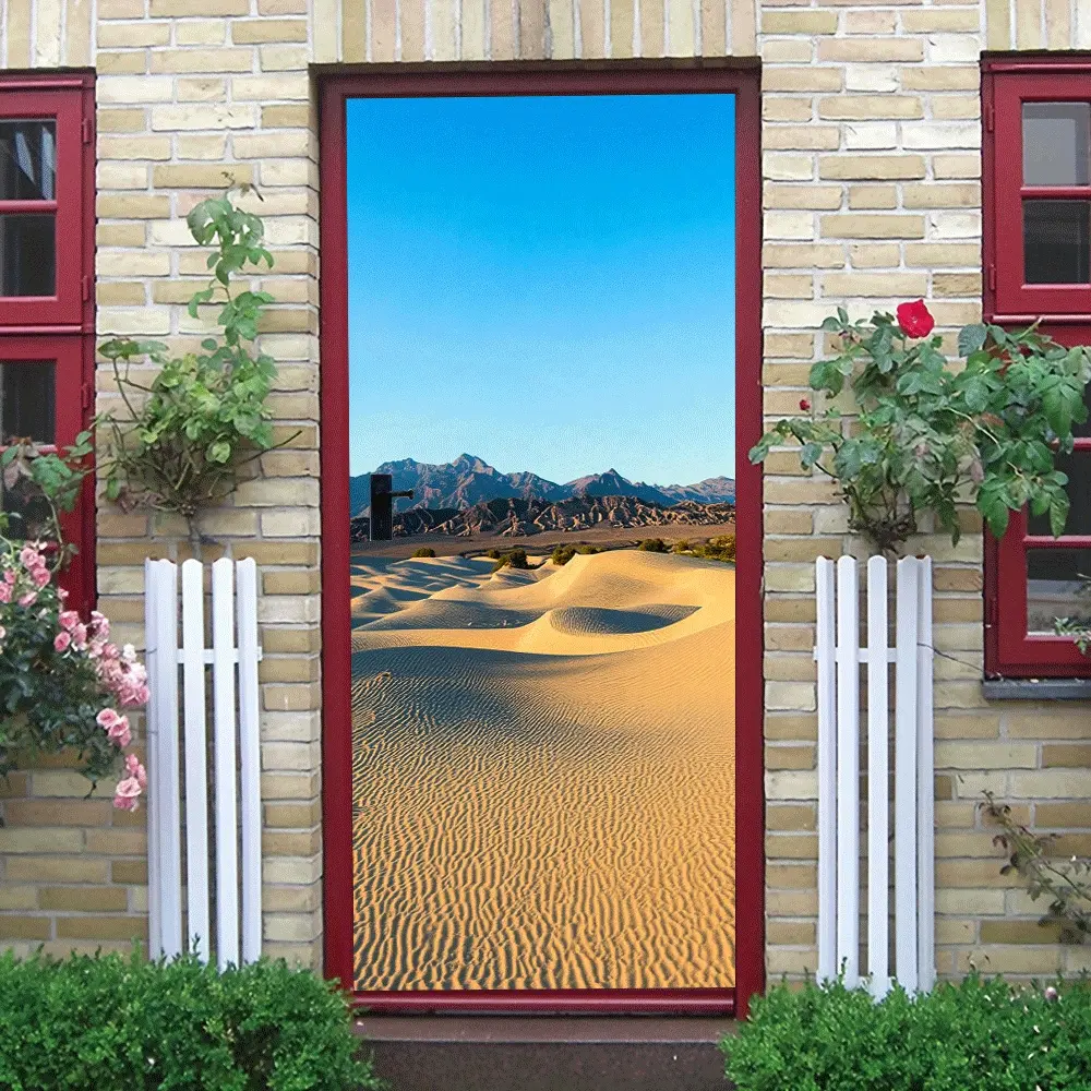 2pcs Desert Mountain Landscape Wall Stickers Self Adhesive Removable Vinyl Decals for Bedroom Living Room Home Decor Modern Minimalist Nature Scenery Art Mural
