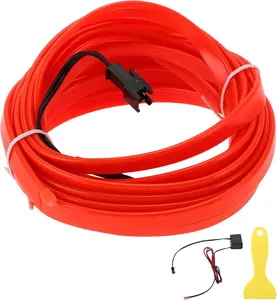 m EL Wire Cable LED Glow String Light Car Interior Lighting Strip Flexible Neon Light for Car Decoration Wiring Driver(v) Red