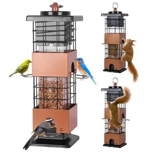 Hanging Squirrel Proof Bird Feeder 5LBS Large Capacity Thistle Feeder for Finch Cardinal Bluebird Blue Jay with Mesh Design & Weight Activated Spring for Outdoor Hanging Metal Birdhouse Weatherproof Garden Decor