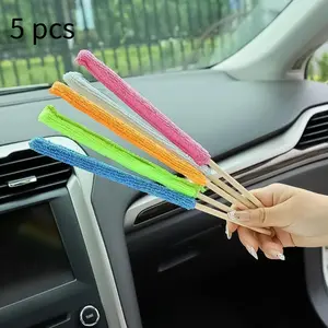 5pcs Ultra Soft Microfiber Detailing Brushes with Long Handles - Perfect for Cars, Blinds & Hard-to-Reach Areas - Washable & Reusable Cleaning Tools - Car Detailing Accessories - Car Detailing Products - Car Cleaning Supplies