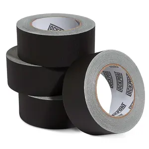 Black Gaffers Tape 2 inch x 30 Yards - 4 Pack Pro Black Gaff Tape - No , Water Resistant, Non-Reflective, Easy  - Multipurpose