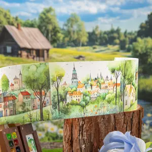 Japanese Washi Tape Roll, Four Seasons Scenery Design, Seasonal Theme, Handmade Journal Decoration, Paper Material, Stationery, Perfect for DIY Scrapbooking & Crafts