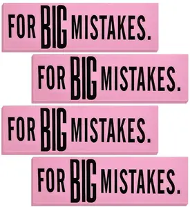 Pink Mistake Erasers for Kids, Pack of 4, Really Big Erasers, 5.5" Giant Pencil Rubber, Cool Back to School Stationery Supplies for Boys and Girls, Joke Gag Gifts for Adults