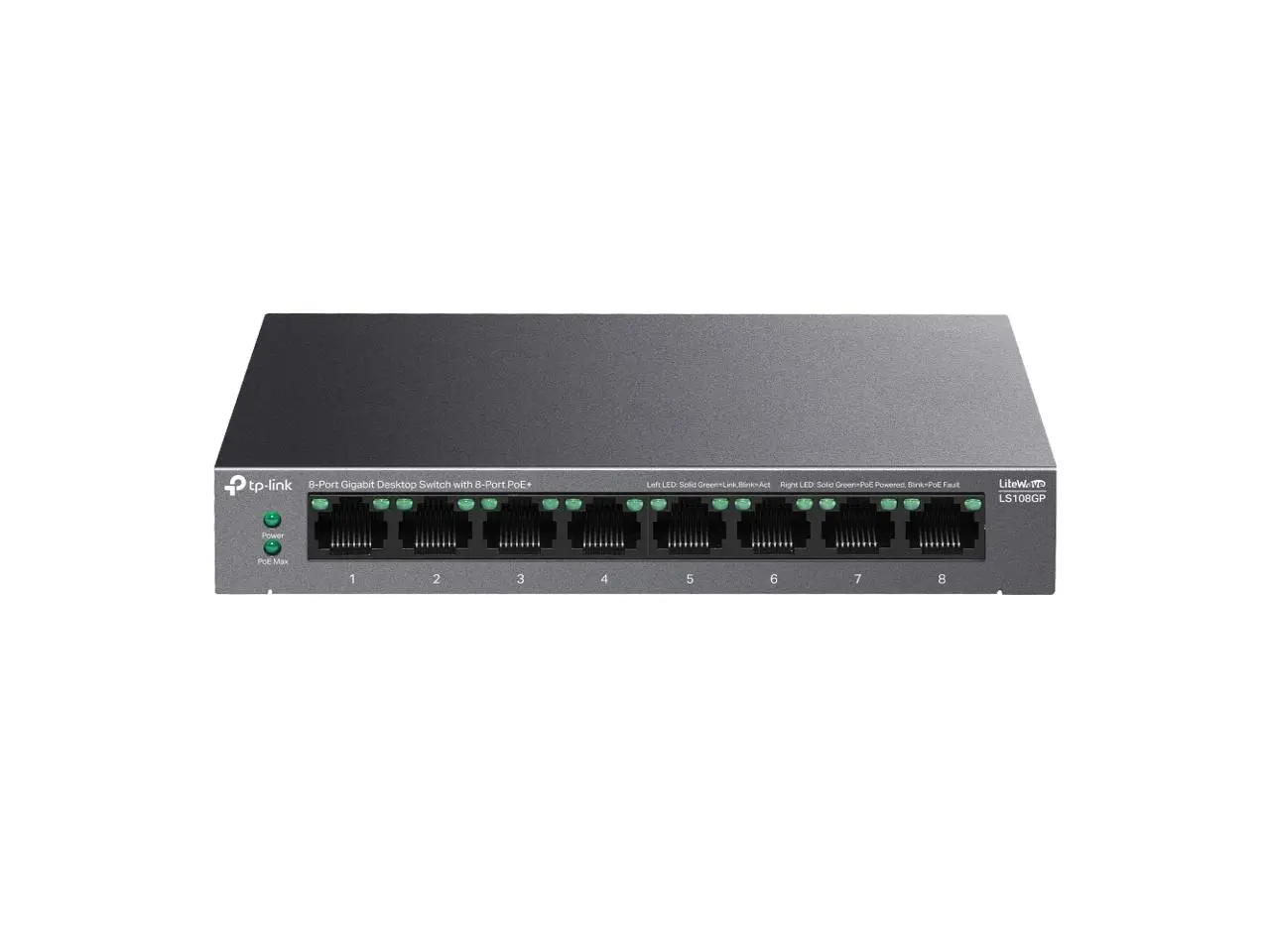 TP-Link LS108GP | 8-Port PoE Gigabit Ethernet Switch | 8 PoE+ Port @ 62W | Plug & Play | Extend, Priority & Isolation Mode | Desktop/Wall Mount | Silent Operation