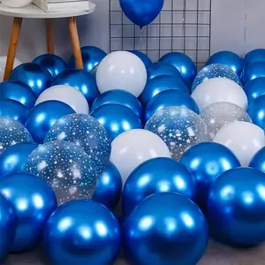 25pcs Metallic Blue, White & Clear Latex Balloon Set Perfect for Birthdays, Weddings, Engagement Parties, Graduation Ceremonies, Anniversaries, Home Garden Decoration, Home Decoration, Party Backgrounds, Christmas Decor