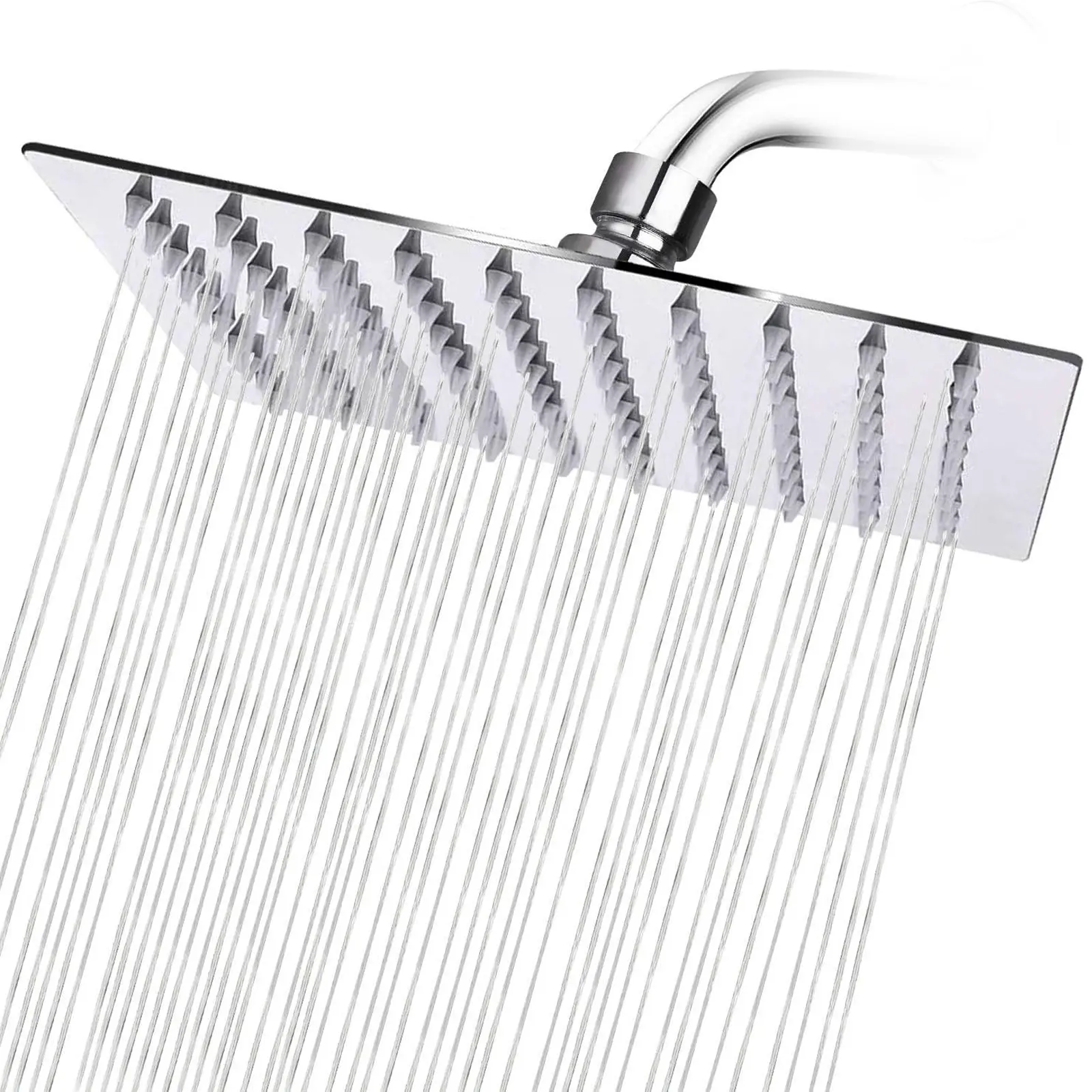 Chrome Rain Shower head High Pressure Rainfall Shower Head Combo, Stainless Steel Ultra-Thin Square Overhead，Shower Sprayer