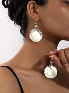 1 pair of women's fashionable simple personality concave and convex geometric disc earrings Jewelry Design Circle Shape Earrings