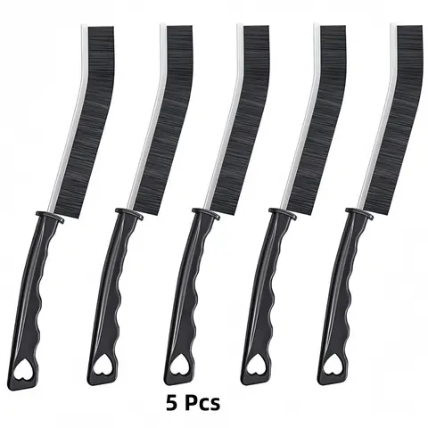 AOOEPTR 5-Piece Narrow Head Crevice Cleaning Brush Set - House Cleaning Tools with Pliable Bristles, Non-Slip Handle, 0.79in Width Plastic and Alloy Feels Sturdy Small Brushes for Bathroom, Kitchen (0.85 oz)