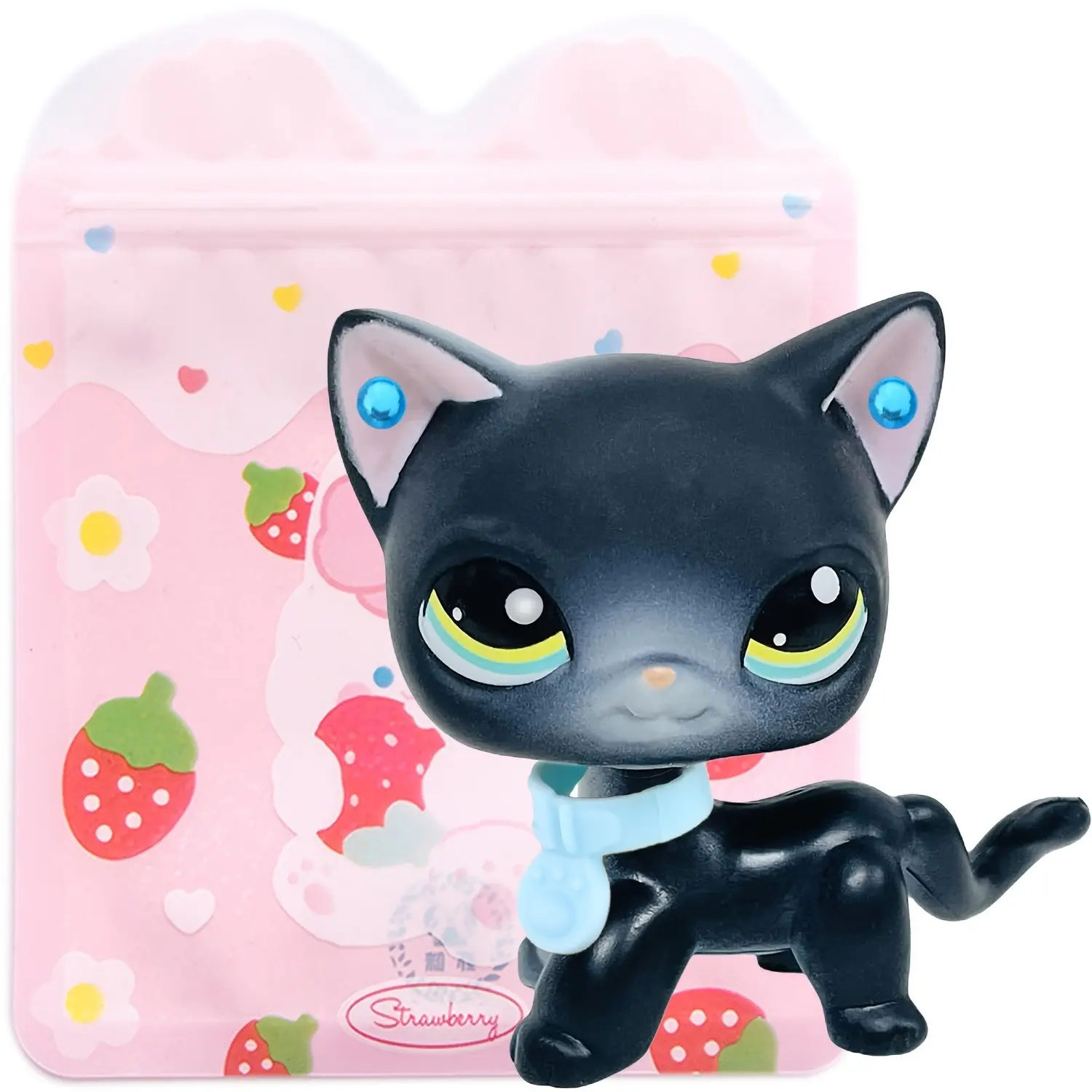Lps Cat Cute Collectible Dolls, Animal Collectibles, Blue Different Eyes, Mini Pet Shop Rare PVC Collectible Figurines, Birthday Christmas Halloween Gift, with Accessories
