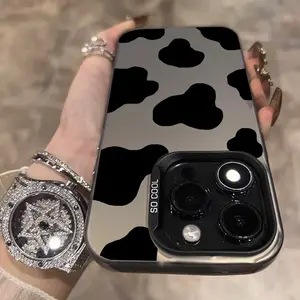 Cow Print Pattern Phone Case for iPhone 16 15 14 Pro Max 16E 13 12 11 XR XS Plus Shockproof Anti-Scratch Durable PC Back Protective Cover