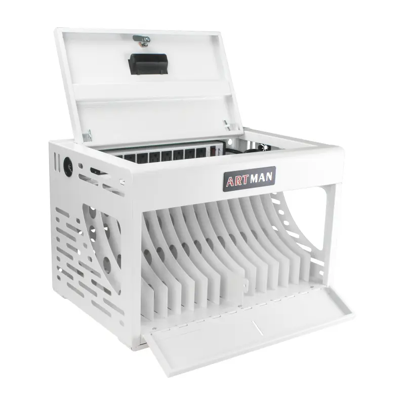 16-Device Charging Station for Laptops/Tablets, Charging Cabinet for iPad/Chromebooks/Laptop Computers, Laptop & Tablet Storage Carts for Classroom/Library/Office/Lockable, White