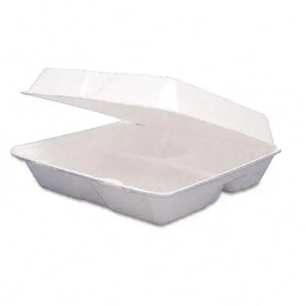 Dart 85HT3 Carryout Food Containers-Foam Hinged 3-Compartment-8-3/8x7-7/8x3-1/4-200/Carton