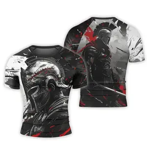 Spartan Warrior Soul Men's Short Sleeve Rash Guard – Warrior-Inspired Design, Ancient Greek Spartan Graphics, Perfect for Workout, Outdoor Adventure, and Activewear, Ideal Gift for History & Warrior Fans