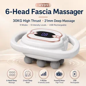 6-Head Deep Tissue Massage Gun – 9-Level Intensity Adjustment 9 Massage Modes High-Frequency Massager for Full-Body Muscle Relief Muscle Massager for Back, Shoulders, Legs & Feet Daily Comfort & Easy Handling outdoorfun