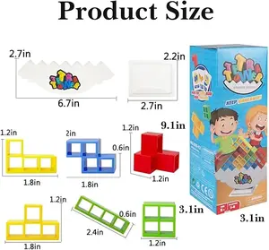 Tetra Pak Tetris Balance Tower Game Stacked Team building blocks for adults and families, fun party games for kids, balanced stacked toys for family games, parties and travel Gift Set Boys Girls Multicoloured Game Musical