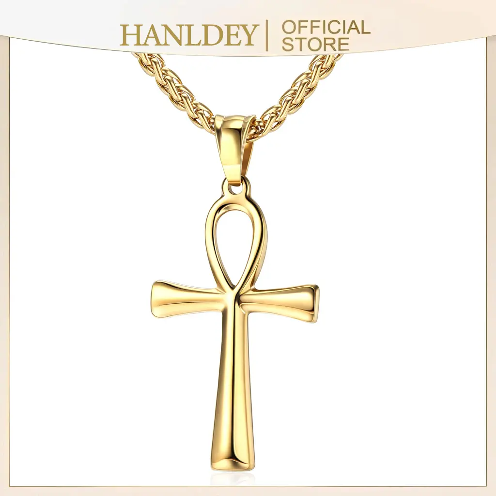 Ankh Necklace Coptic Ankh Cross Pendant Necklace Egyptian Jewelry Religious Ankh Necklace Christmas Gift for Women Men(Silver/Gold Plated)