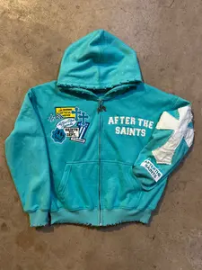 PATCHWORK TURQUOISE ZIP UP