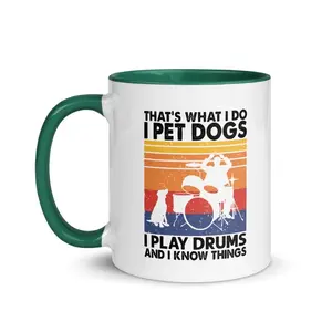 Dog And Drummer Mug 11oz/15oz | Musician, Drums, I Know Things Coffee Cup