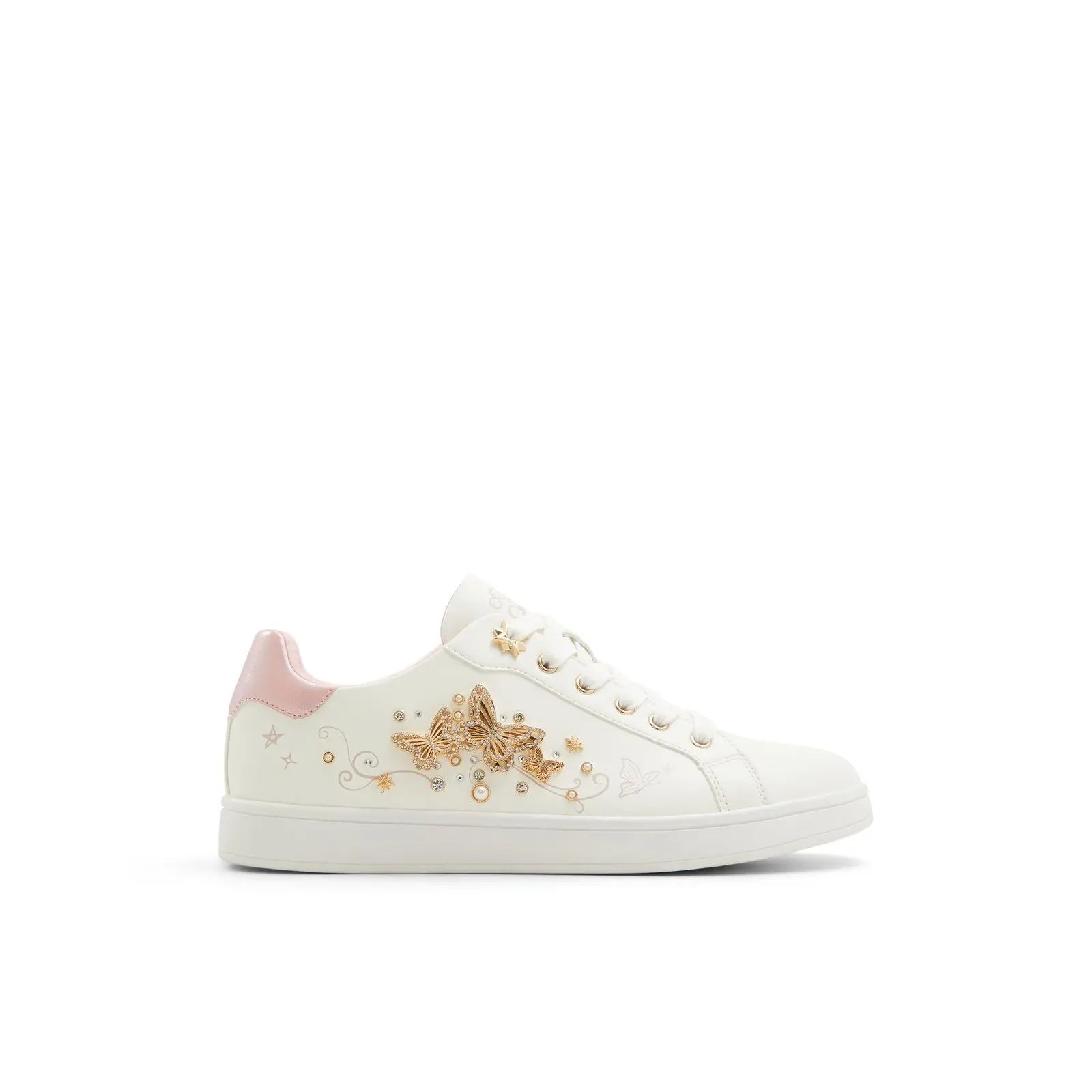 Wicked x ALDO Sopopular Ladies White Sneaker with Gold Charms