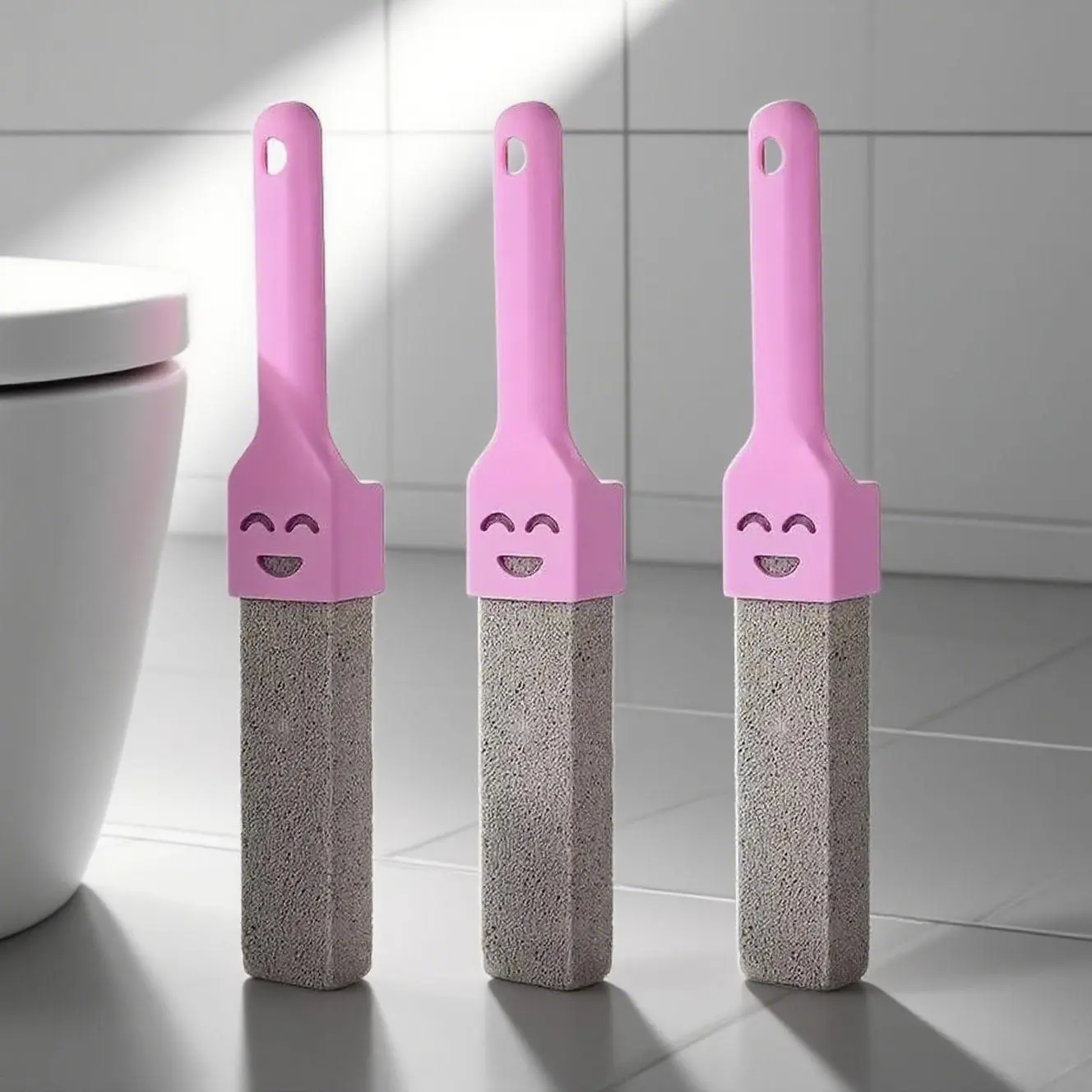 3/1Pack Pumice Stone Toilet Cleaner With Long Handle Heavy Duty Stain Remover Efficiently Clean Toilet Bowl Ring Limescale And Hard Water Stains Multi Purpose Bathroom Cleaner For Pool Tile Bathtub And Household Bathroom Deep Cleaning Supplies