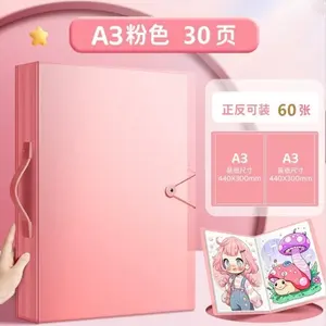 Diamond Painting Folder Storage Manual Pink A3/Folder Storage Folder Artwork Folder Artwork Collection 30-Page Test Paper Folder/Certificate Folder