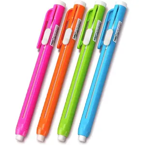 Retractable Mechanical Eraser Pen, Pen-Style Erasers Assorted Color, 4 Pack