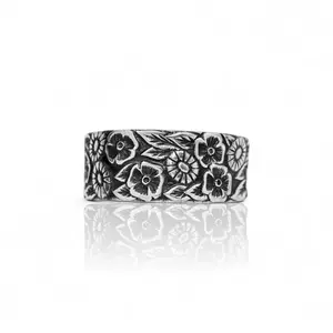 Petal Path - Handcrafted Stainless Steel FloralSpoon Ring