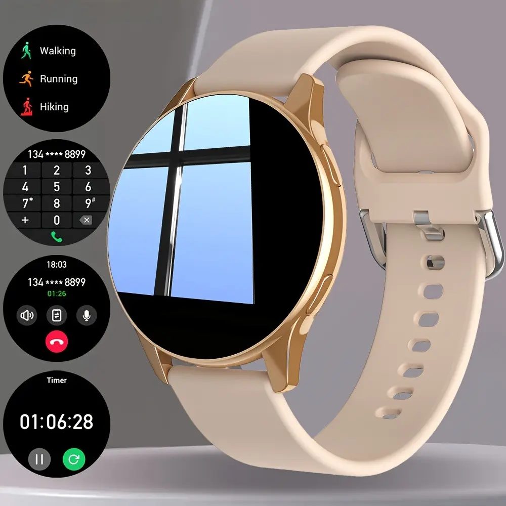 This smartwatch is equipped with 1.5inch Touch screen.Call notifications, multiple sports modes, calendar and music control functions, and compatible with Android and iPhone systems.This is the perfect gift for family, friends, and loved ones.
