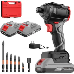 20V Brushless  Driver,2100 In-lbs (240N.m) Max Torque, 1/4" Hex Shank, 2 x 2.0Ah  and Bit Set - Ideal for Heavy-Duty  Improvement and DIY Projects(With )