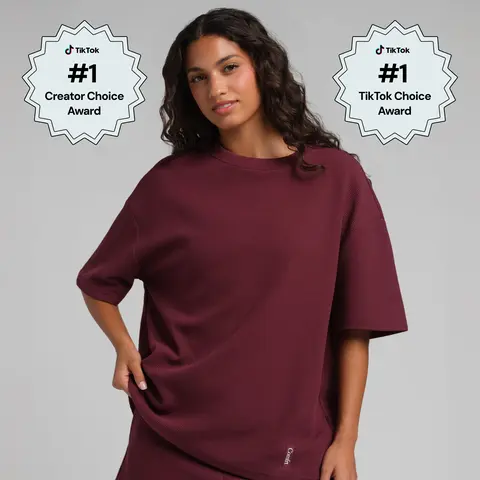 Comfrt | Waffle Lounge Tee | Textured Waffle Knit Casual Fit Loungewear Top