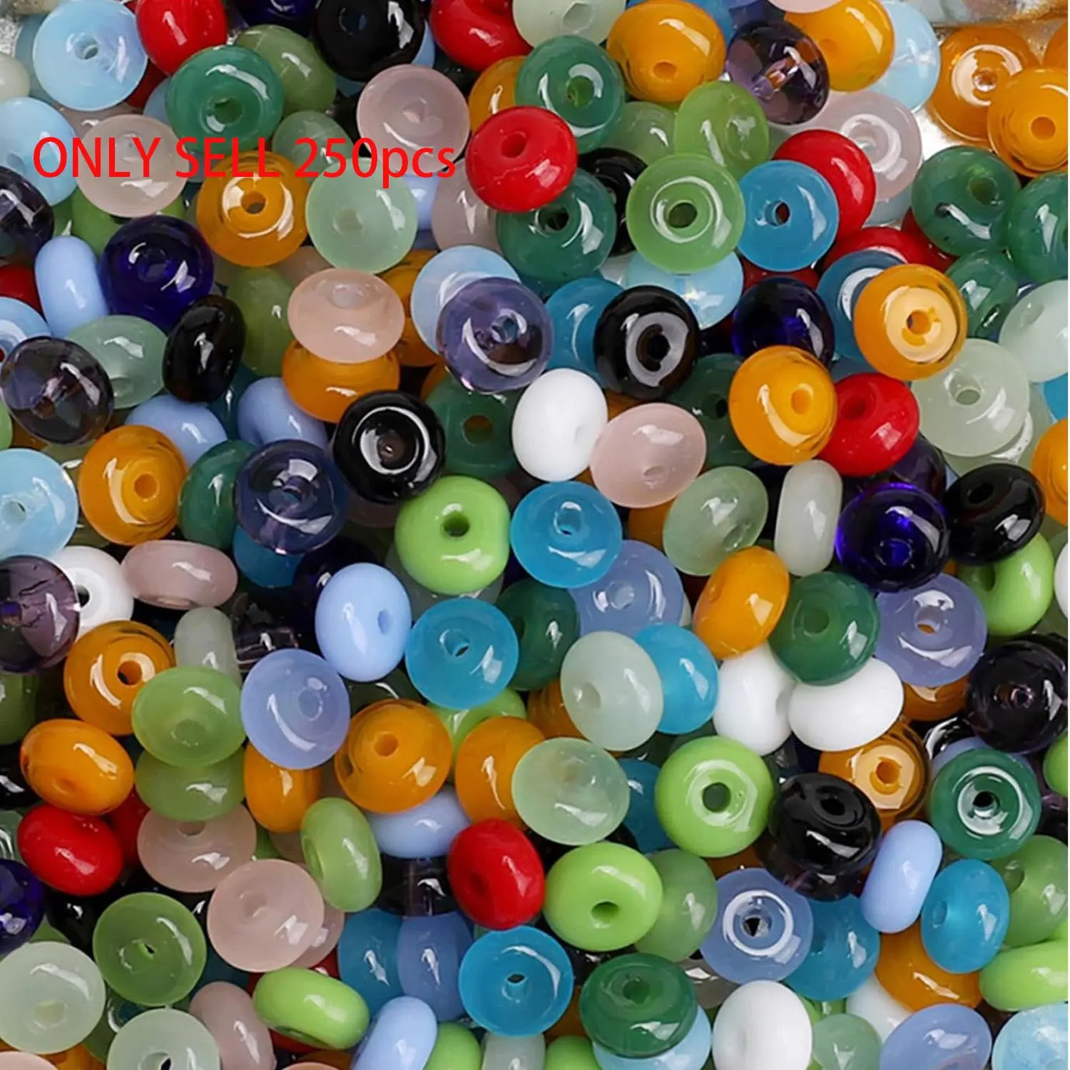 250pcs 6mm Glass Beads, Flat & Round Loose Beads on Spool, Decorative Beads, Beads Bulk, Candy Colors, DIY Jewelry Making, DIY Bead Art, Diy Jewelry Decoration, Beading Making, Craft Accessories, Handmade Projects, Bead Assortment, Beads for Crafts