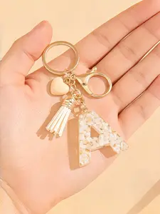 Personalized Letter Keychain A-Z, Heart Shape Resin Keyring, Perfect Gift for Women, Bag Backpack Car Key Chain Accessory, Bag Charm Keychain, Keychain For Bags
