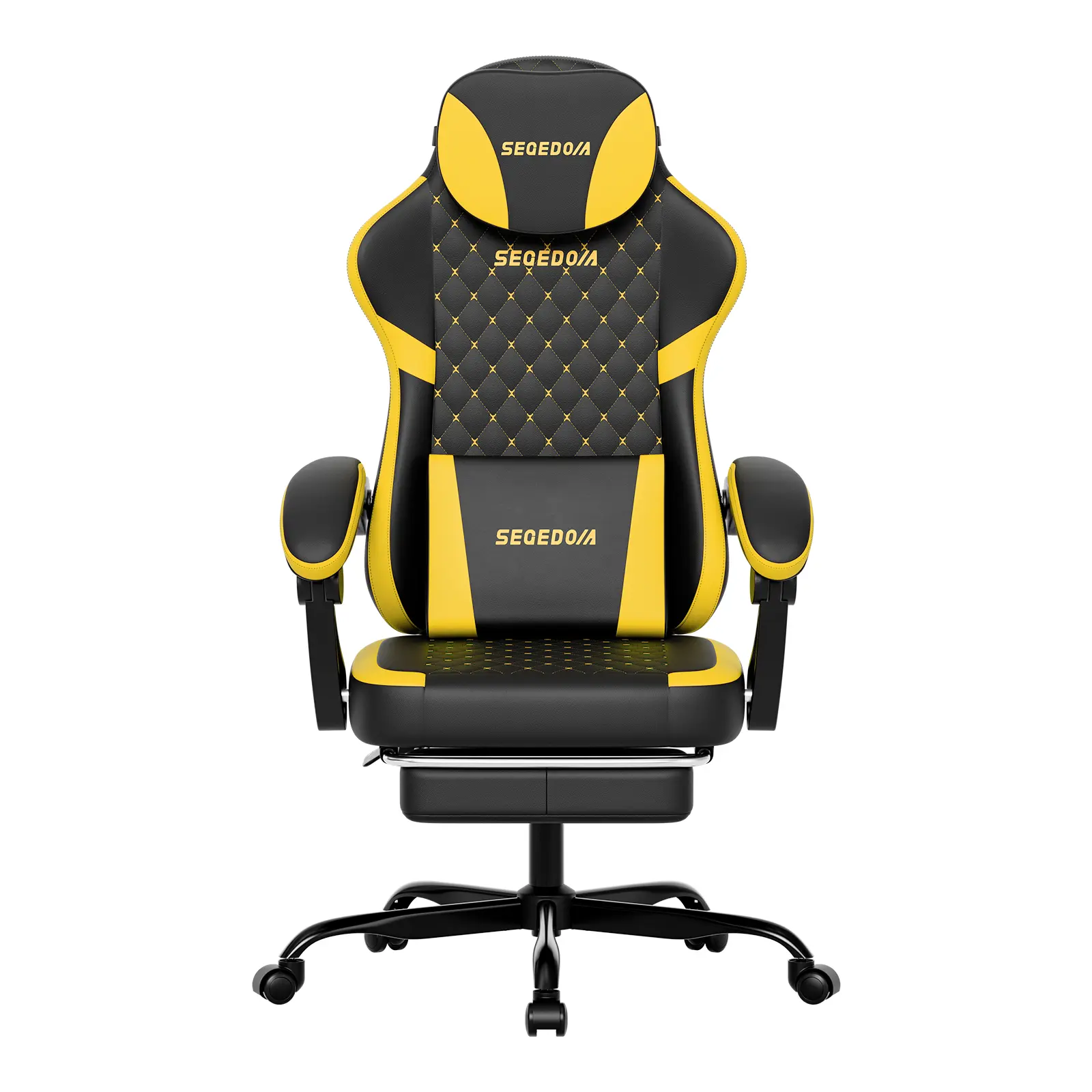 Ergonomic Office Chair  Diamond-Pattern Gaming Chair  Dual-Purpose Gaming and Office Chair  High-Resilience Foam, Reclining with Footrest, Durable  Leather, Silent swivel Casters, Height-Adjustable Computer Chair woman man back home desk task chair black